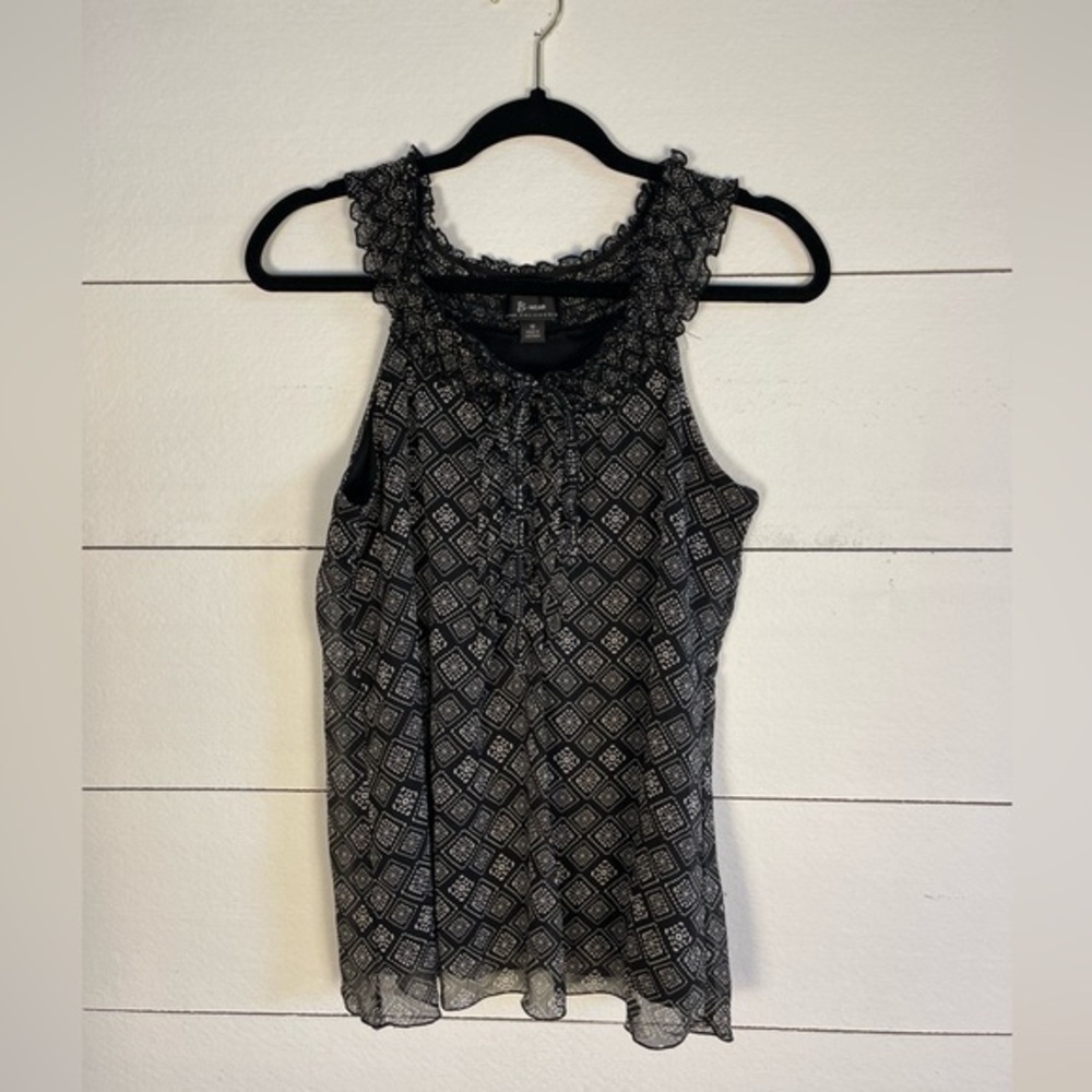 Black and White Sheer Shirt With Lining, Size Medium.